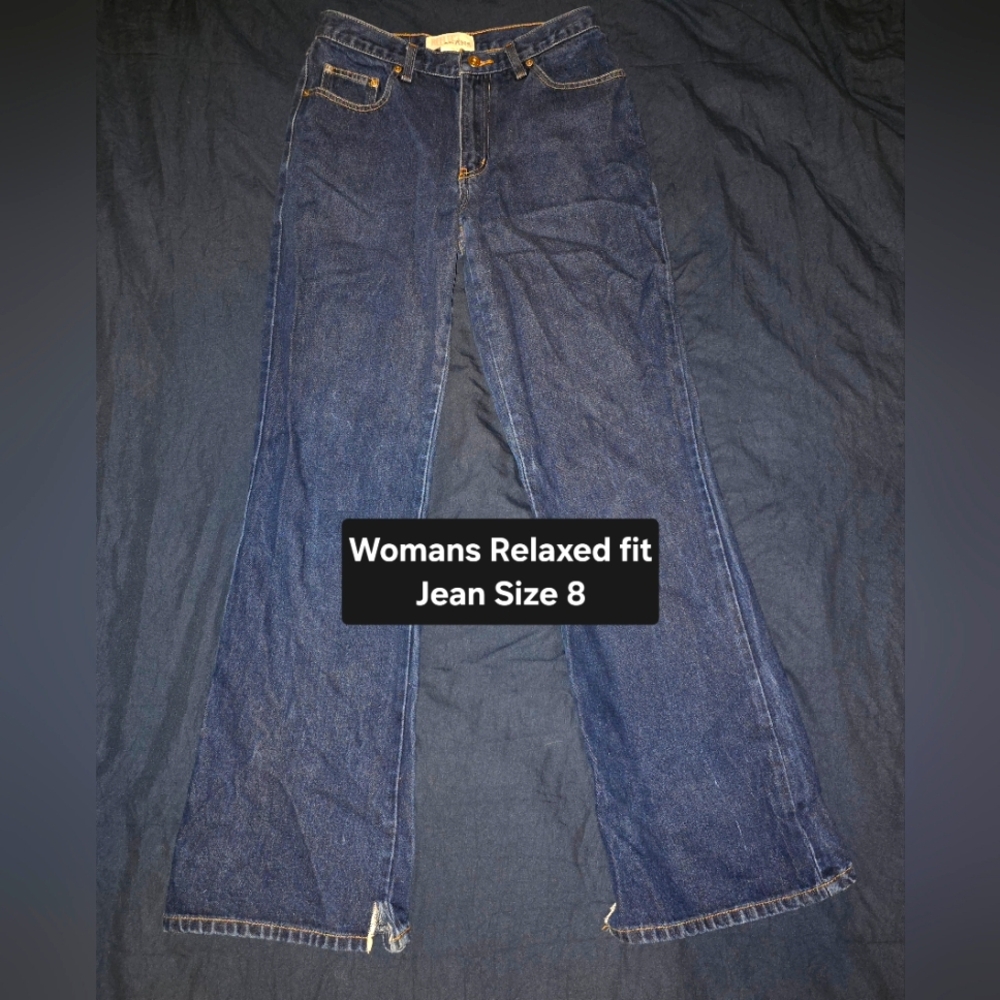 Blue Straight Leg Jeans Classic Denim Wash